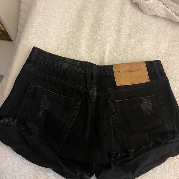 One Teaspoon Bandit jean shorts black denim - Picture 2 of 3